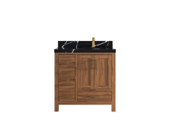 Malibu Teak Wood 36 in. W x 22 in. D Right Offset Sink Bathroom Vanity - photo 16