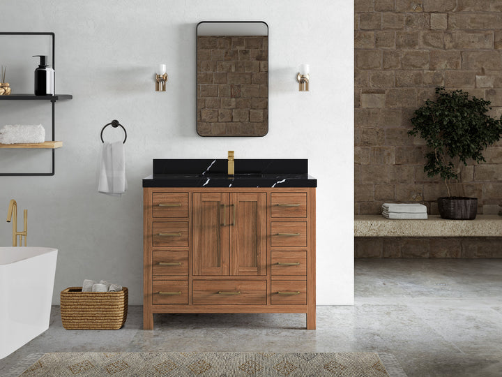 Malibu Teak Wood 42 in. W x 22 in. D Single Sink Bathroom Vanity - photo 14