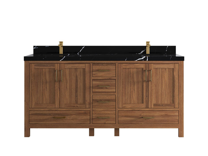 Malibu Teak Wood 72 in. W x 22 in. D Double Sink Bathroom Vanity - photo 13
