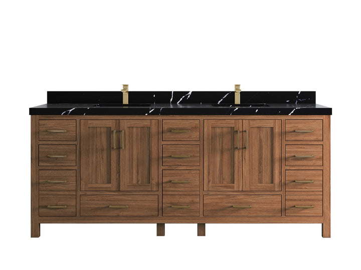 Malibu Teak Wood 84 in. W x 22 in. D Double Sink Bathroom Vanity - photo 13