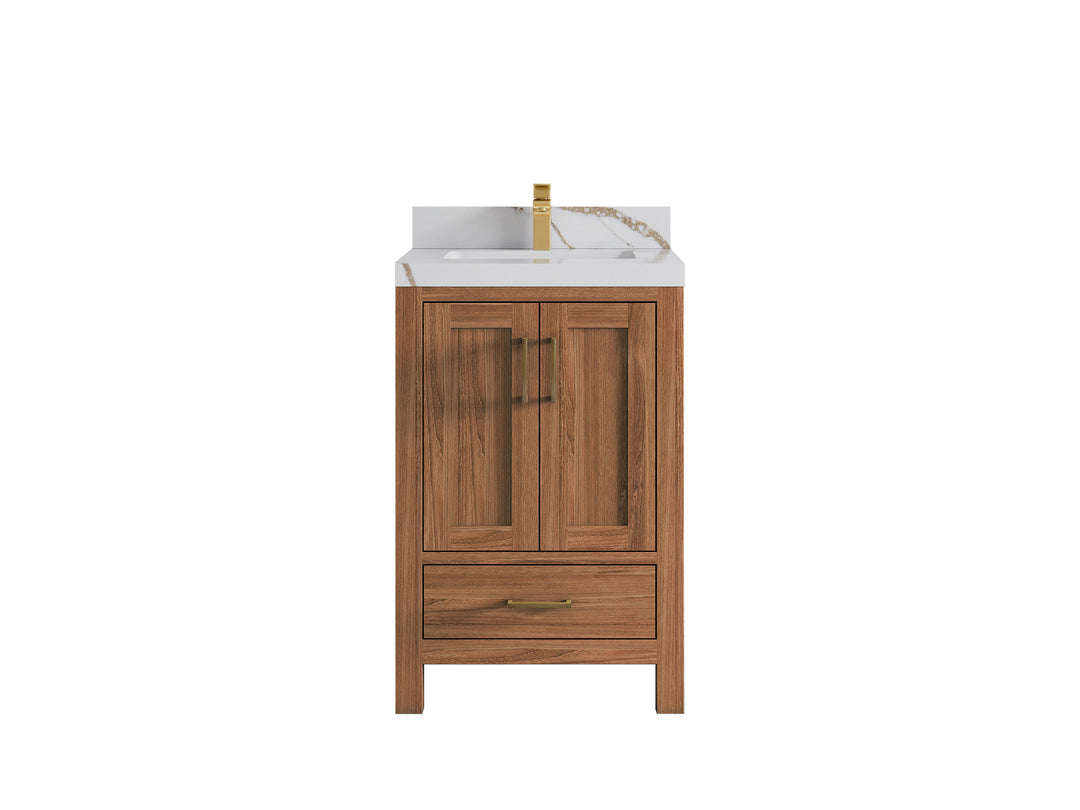 Malibu Teak Wood 24 in. W x 22 in. D Single Sink Bathroom Vanity