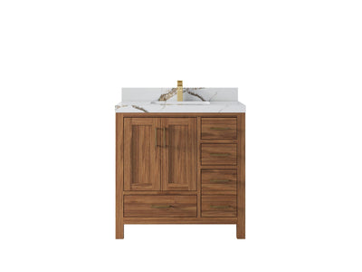 Malibu Teak Wood 36 in. W x 22 in. D Center Sink Bathroom Vanity