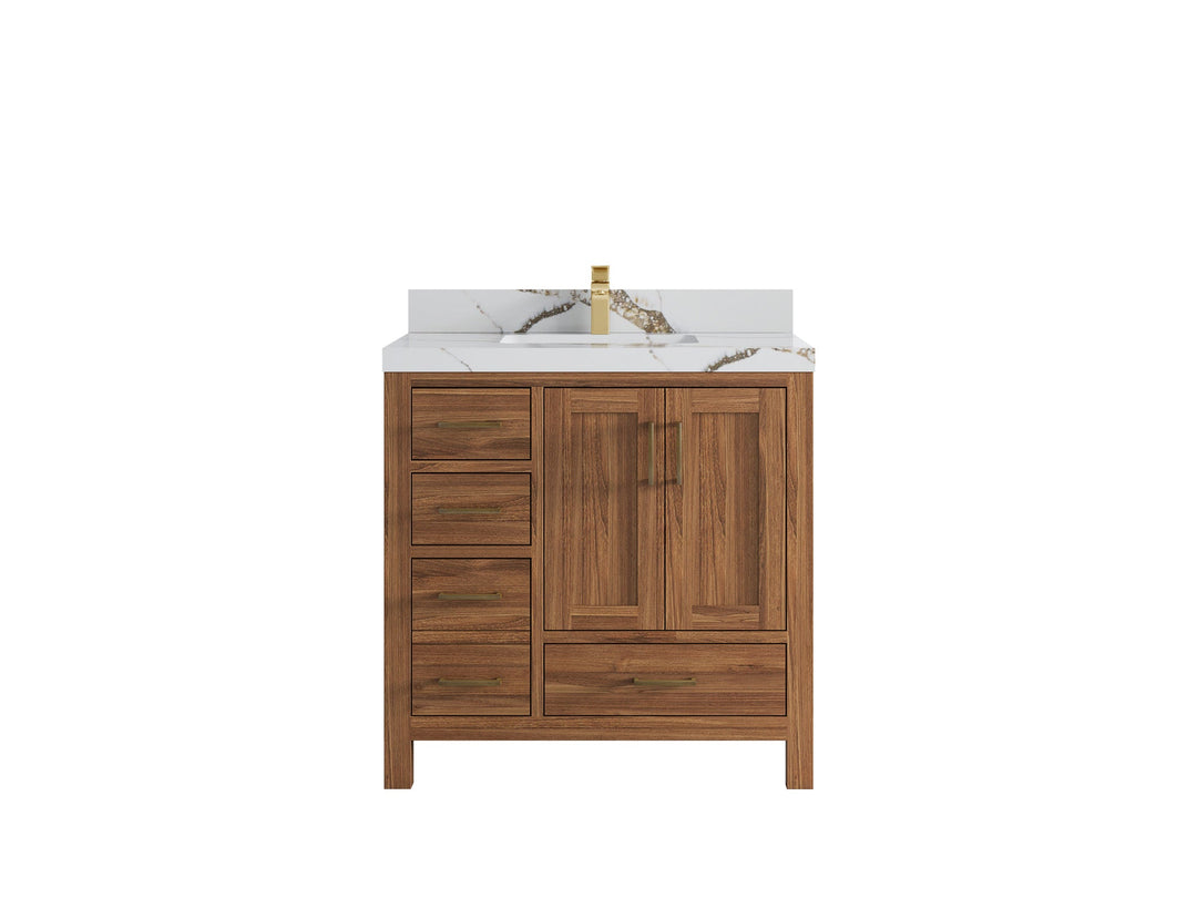 Malibu Teak Wood 36 in. W x 22 in. D Center Sink Bathroom Vanity
