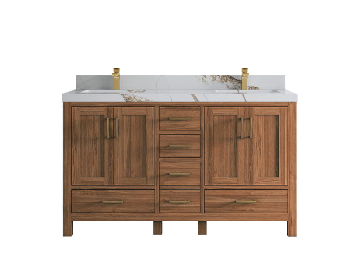 Malibu Teak Wood 60 in. W x 22 in. D Double Sink Bathroom Vanity - photo 18