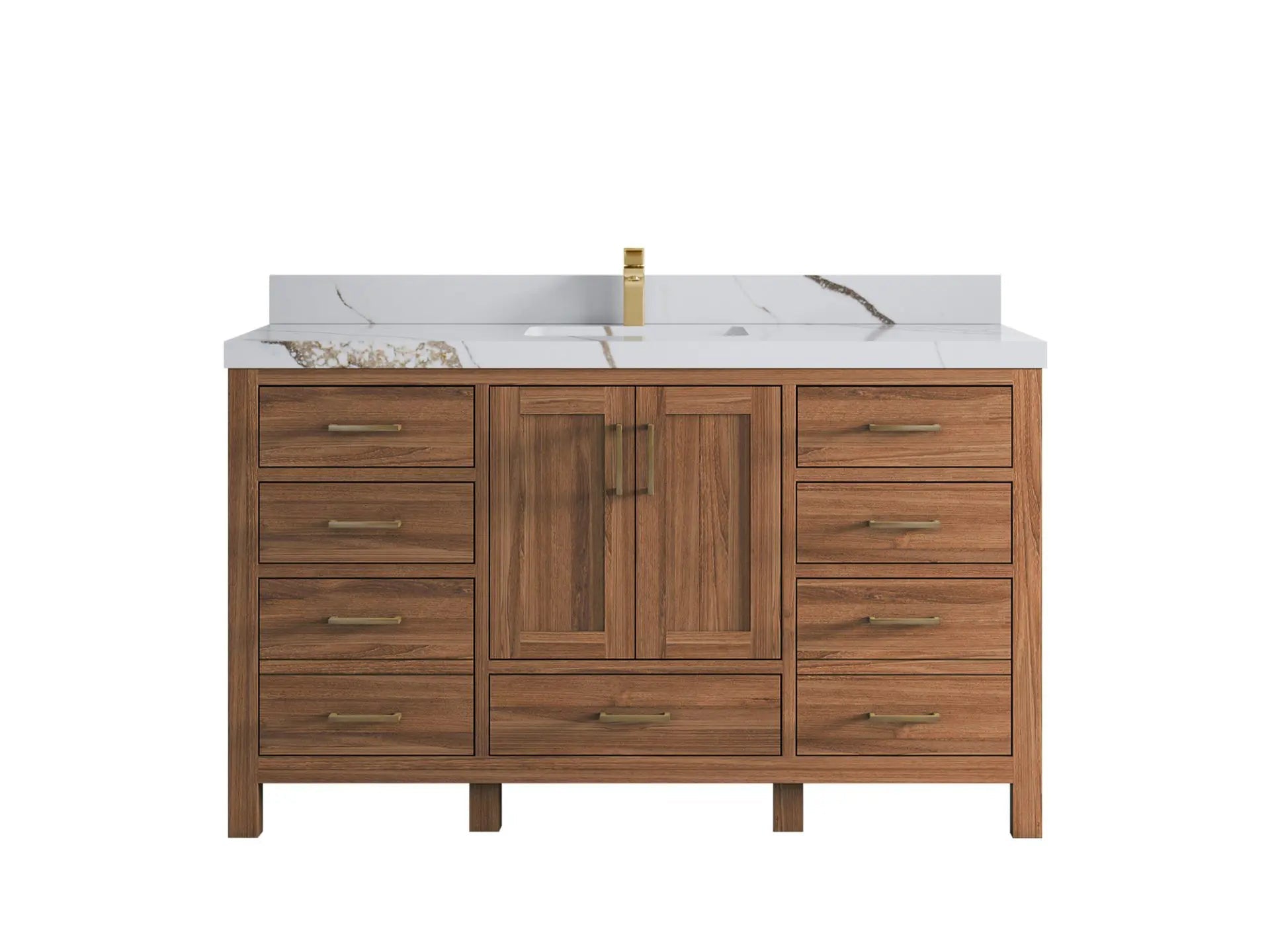 Malibu Teak Wood 60 in. W x 22 in. D Single Sink Bathroom Vanity