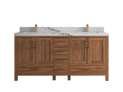 Malibu Teak Wood 72 in. W x 22 in. D Double Sink Bathroom Vanity