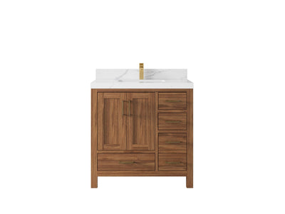 Malibu Teak Wood 36 in. W x 22 in. D Center Sink Bathroom Vanity