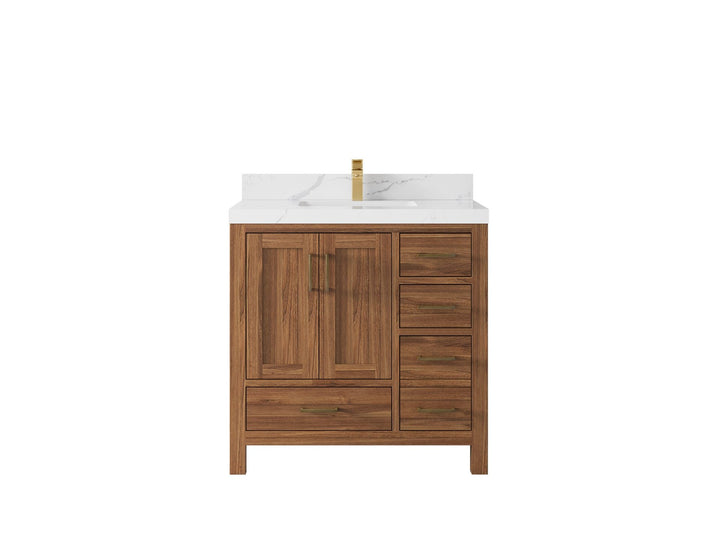 Malibu Teak Wood 36 in. W x 22 in. D Center Sink Bathroom Vanity - photo 17