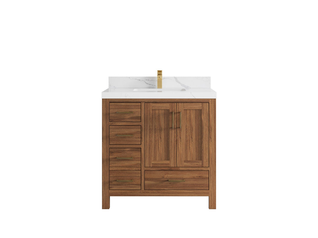 Malibu Teak Wood 36 in. W x 22 in. D Center Sink Bathroom Vanity