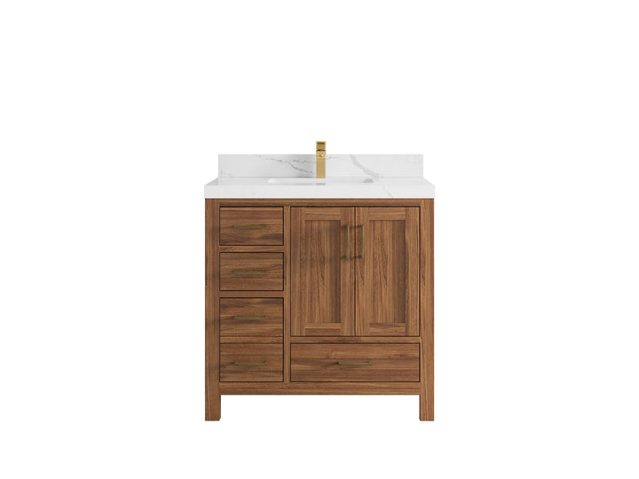 Malibu Teak Wood 36 in. W x 22 in. D Center Sink Bathroom Vanity - photo 16