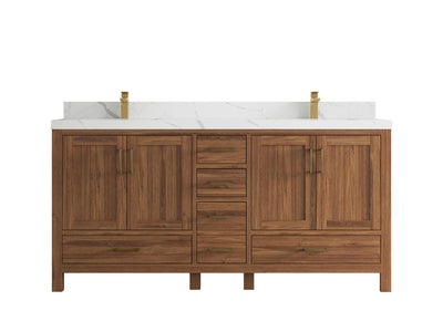 Malibu Teak Wood 72 in. W x 22 in. D Double Sink Bathroom Vanity