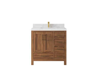 Malibu Teak Wood 36 in. W x 22 in. D Center Sink Bathroom Vanity