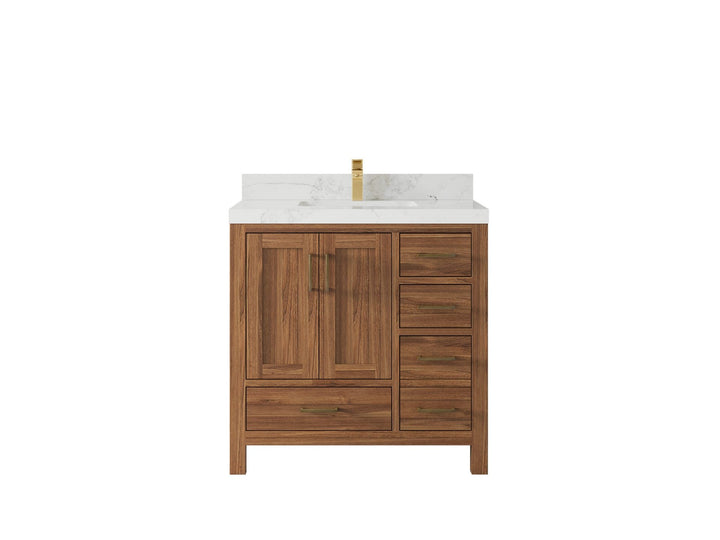 Malibu Teak Wood 36 in. W x 22 in. D Center Sink Bathroom Vanity - photo 19