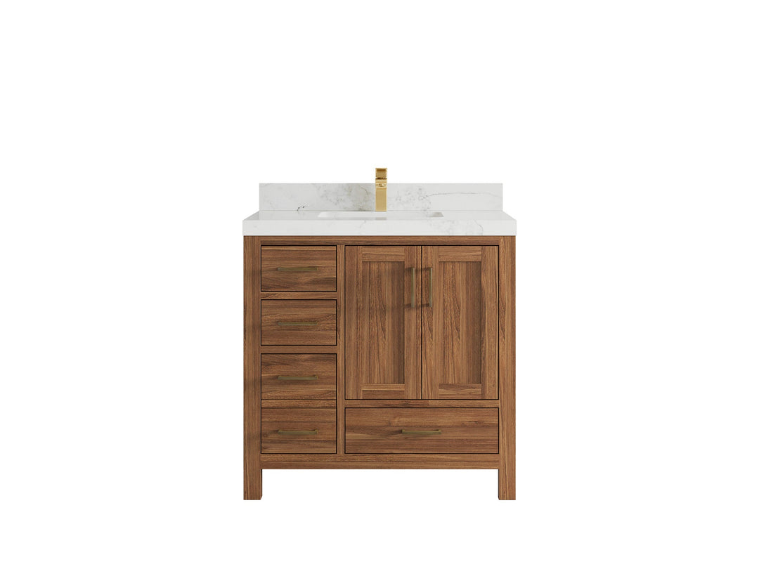 Malibu Teak Wood 36 in. W x 22 in. D Center Sink Bathroom Vanity