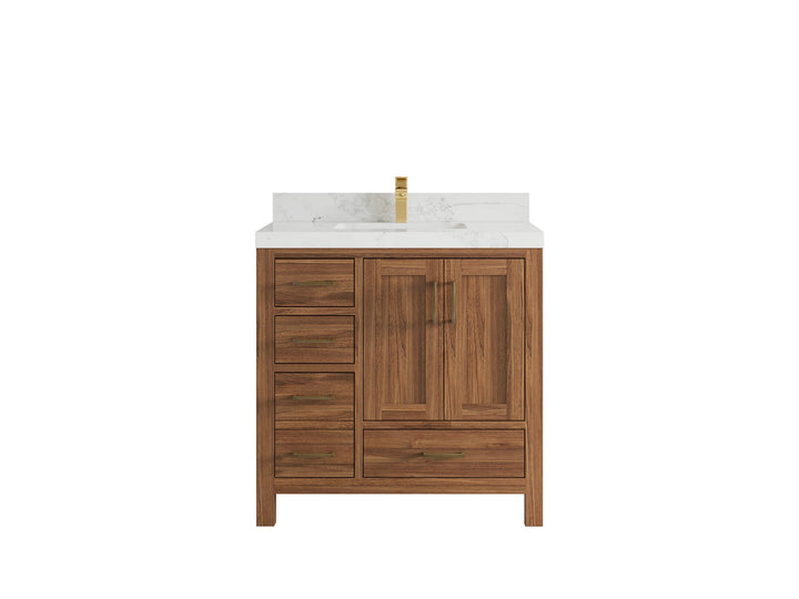 Malibu Teak Wood 36 in. W x 22 in. D Center Sink Bathroom Vanity - photo 18