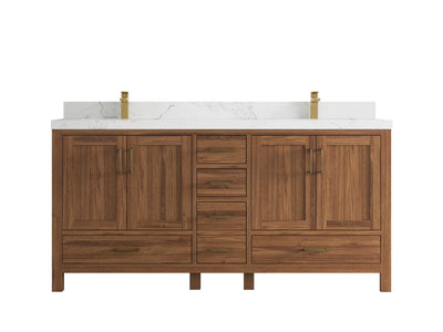 Malibu Teak Wood 72 in. W x 22 in. D Double Sink Bathroom Vanity