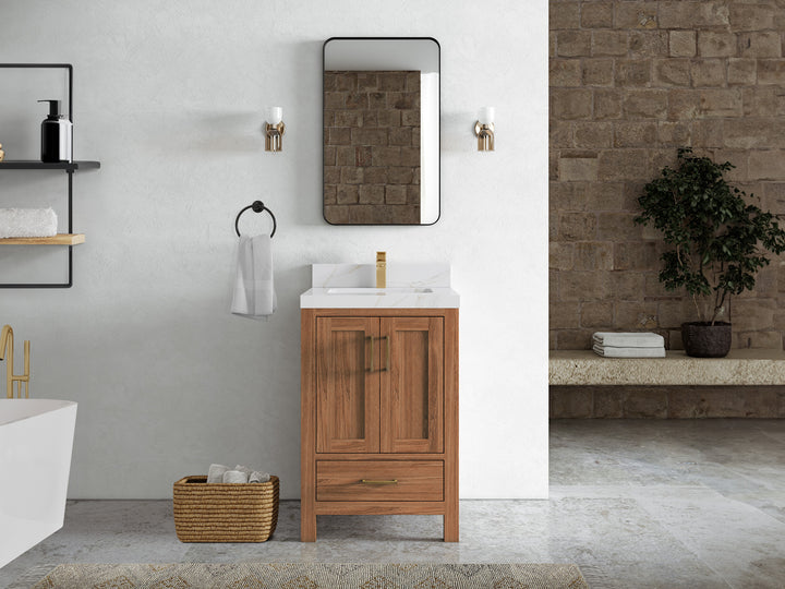 Malibu Teak Wood 24 in. W x 22 in. D Single Sink Bathroom Vanity - photo 24