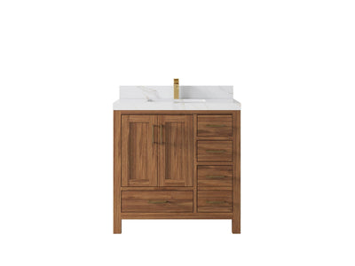 Malibu Teak Wood 36 in. W x 22 in. D Center Sink Bathroom Vanity
