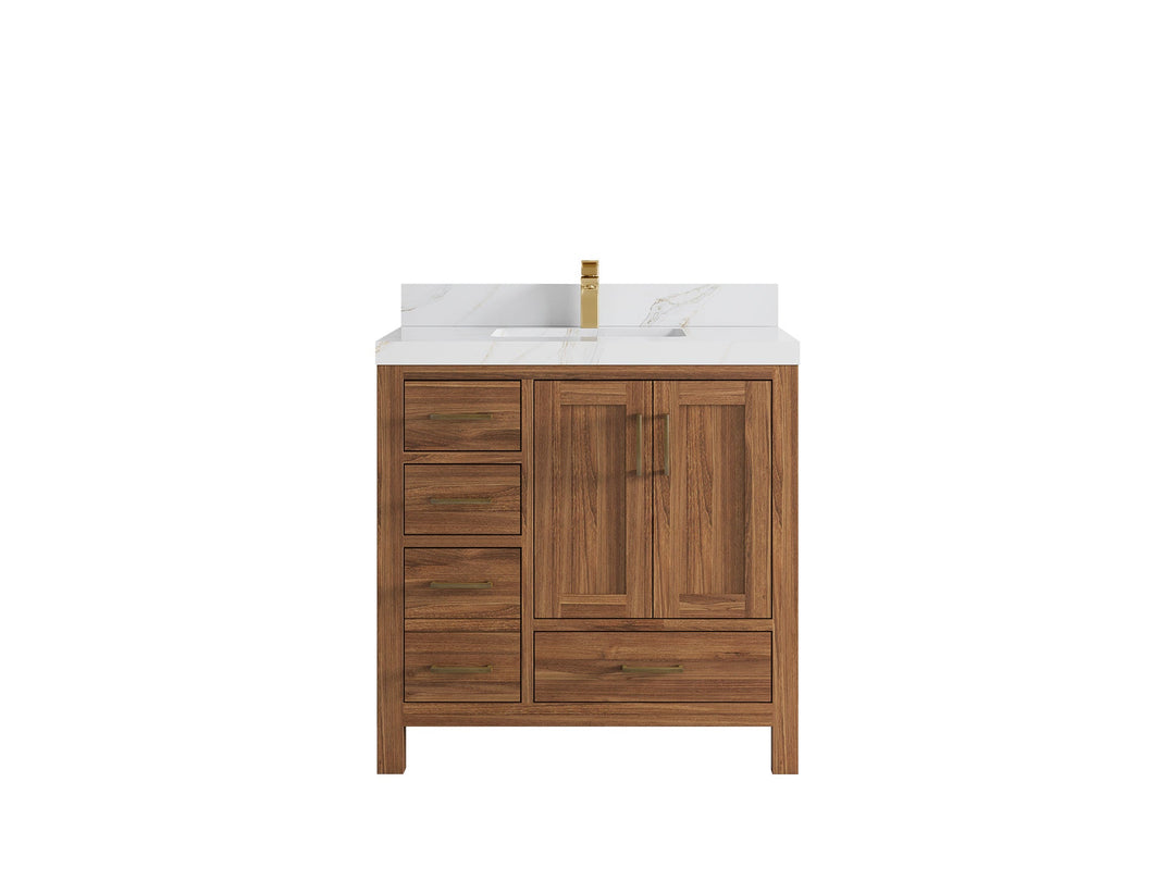 Malibu Teak Wood 36 in. W x 22 in. D Center Sink Bathroom Vanity