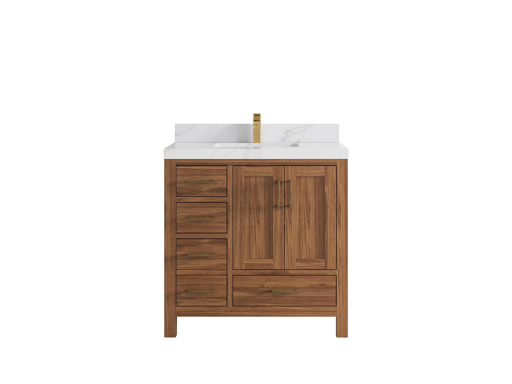 Malibu Teak Wood 36 in. W x 22 in. D Center Sink Bathroom Vanity
