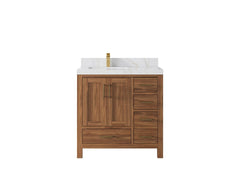 Malibu Teak Wood 36 in. W x 22 in. D Left Offset Sink Bathroom Vanity - photo 24