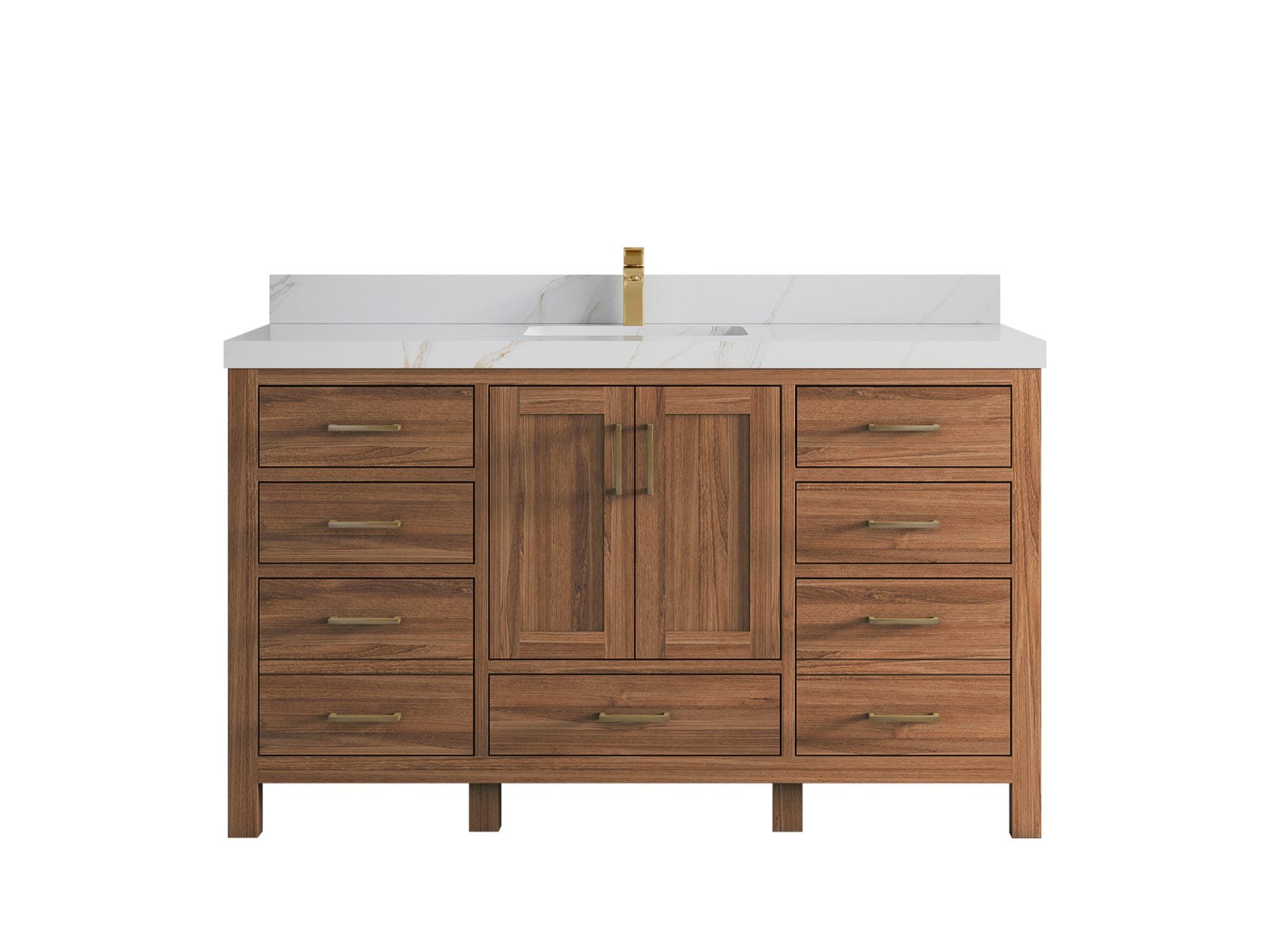 Malibu Teak Wood 60 in. W x 22 in. D Single Sink Bathroom Vanity
