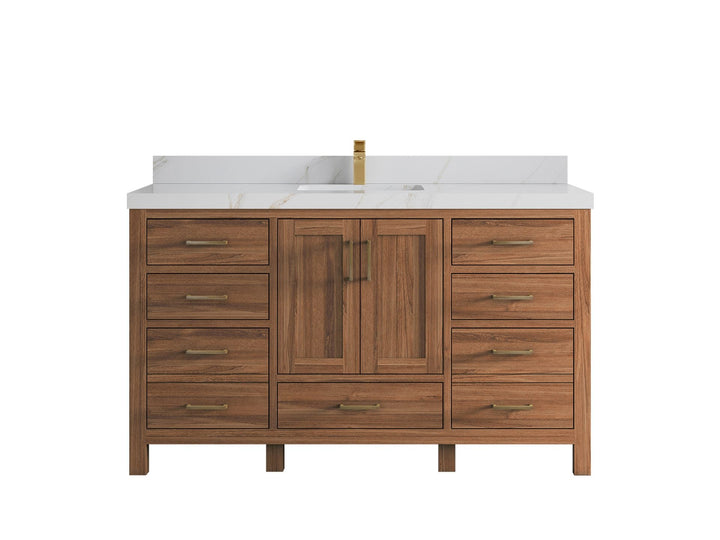 Malibu Teak Wood 60 in. W x 22 in. D Single Sink Bathroom Vanity - photo 22