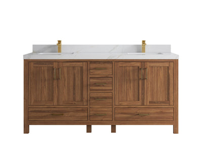 Malibu Teak Wood 72 in. W x 22 in. D Double Sink Bathroom Vanity
