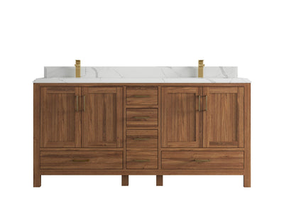 Malibu Teak Wood 72 in. W x 22 in. D Double Sink Bathroom Vanity