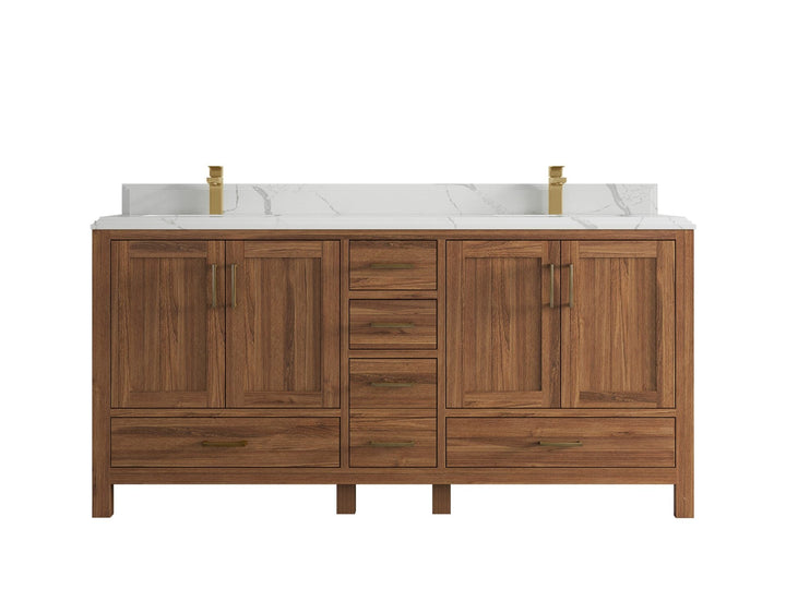 Malibu Teak Wood 72 in. W x 22 in. D Double Sink Bathroom Vanity - photo 27
