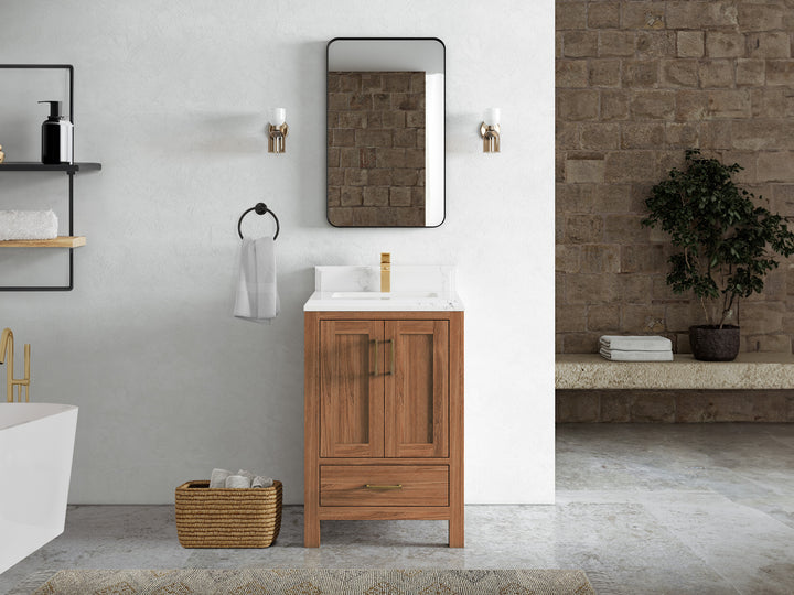 Malibu Teak Wood 24 in. W x 22 in. D Single Sink Bathroom Vanity - photo 32