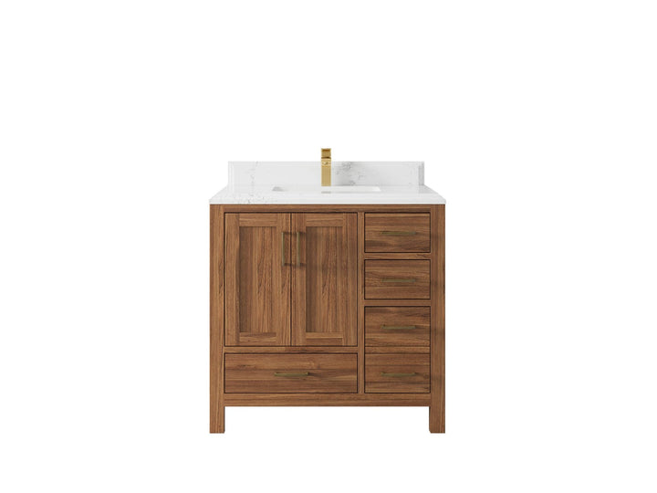Malibu Teak Wood 36 in. W x 22 in. D Center Sink Bathroom Vanity - photo 29