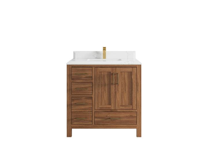 Malibu Teak Wood 36 in. W x 22 in. D Center Sink Bathroom Vanity - photo 28