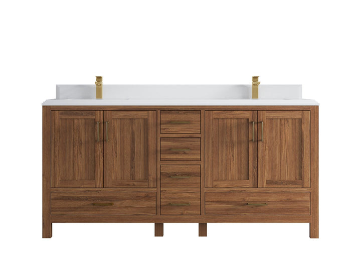 Malibu Teak Wood 72 in. W x 22 in. D Double Sink Bathroom Vanity - photo 31