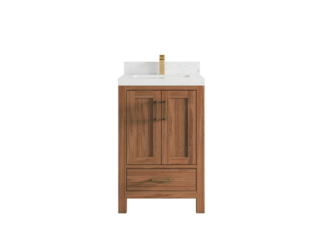 Malibu Teak Wood 24 in. W x 22 in. D Single Sink Bathroom Vanity