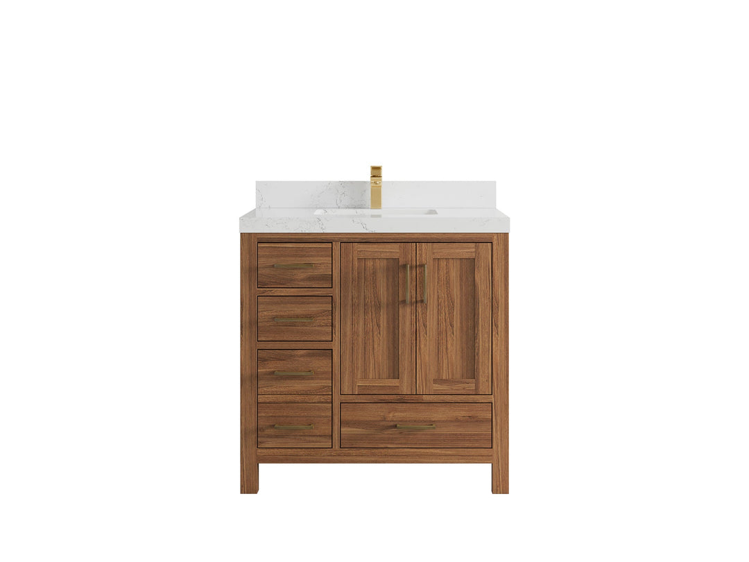 Malibu Teak Wood 36 in. W x 22 in. D Center Sink Bathroom Vanity