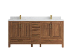 Malibu Teak Wood 72 in. W x 22 in. D Double Sink Bathroom Vanity - photo 33