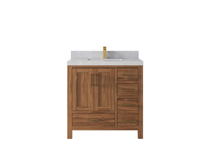 Malibu Teak Wood 36 in. W x 22 in. D Center Sink Bathroom Vanity - photo 35