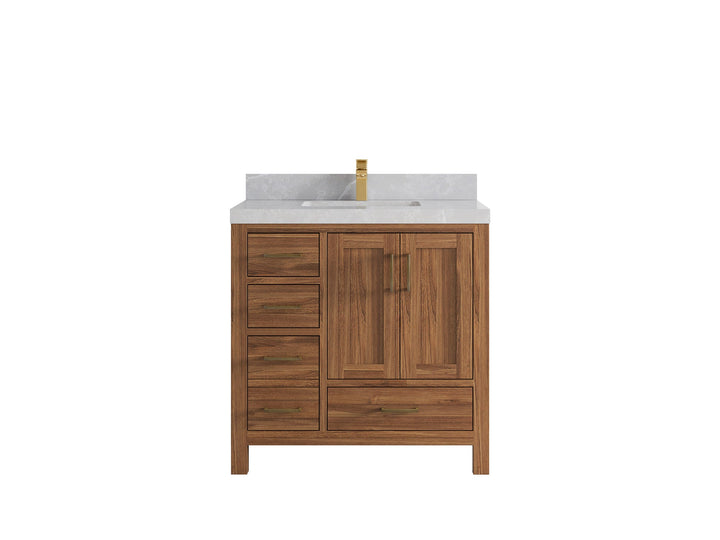 Malibu Teak Wood 36 in. W x 22 in. D Center Sink Bathroom Vanity - photo 34
