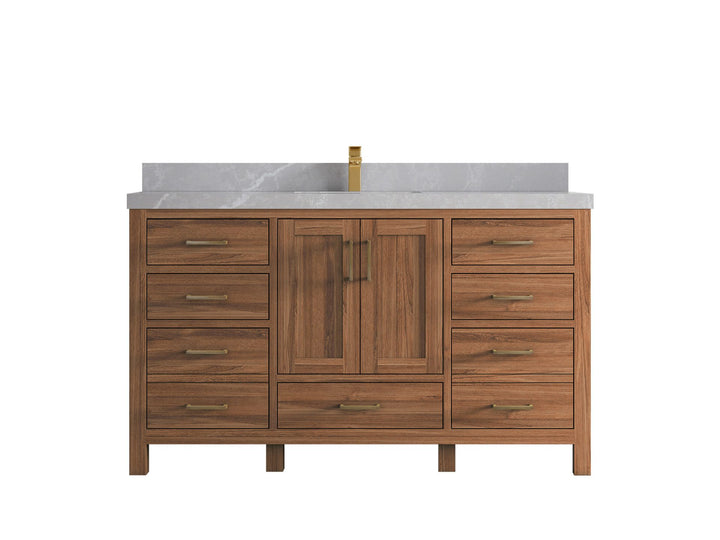 Malibu Teak Wood 60 in. W x 22 in. D Single Sink Bathroom Vanity - photo 36