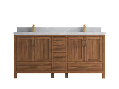 Malibu Teak Wood 72 in. W x 22 in. D Double Sink Bathroom Vanity - photo 35