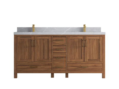 Malibu Teak Wood 72 in. W x 22 in. D Double Sink Bathroom Vanity
