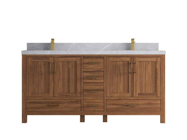 Malibu Teak Wood 72 in. W x 22 in. D Double Sink Bathroom Vanity - photo 35