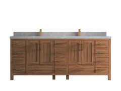 Malibu Teak Wood 84 in. W x 22 in. D Double Sink Bathroom Vanity - photo 35