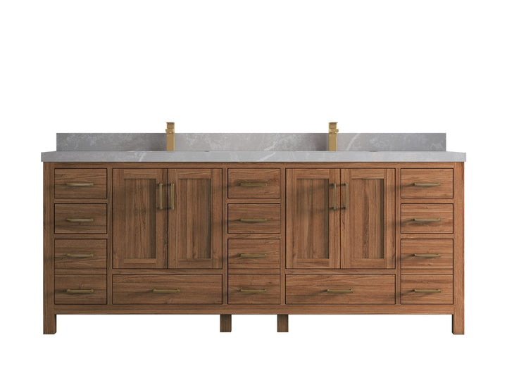 Malibu Teak Wood 84 in. W x 22 in. D Double Sink Bathroom Vanity - photo 35