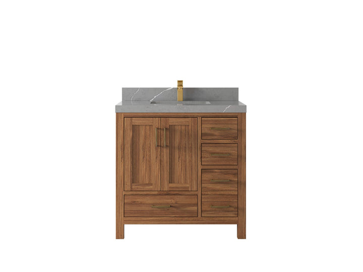 Malibu Teak Wood 36 in. W x 22 in. D Center Sink Bathroom Vanity - photo 37