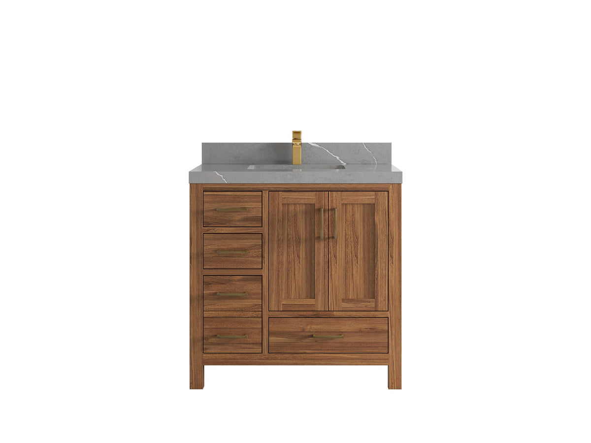 Malibu Teak Wood 36 in. W x 22 in. D Center Sink Bathroom Vanity