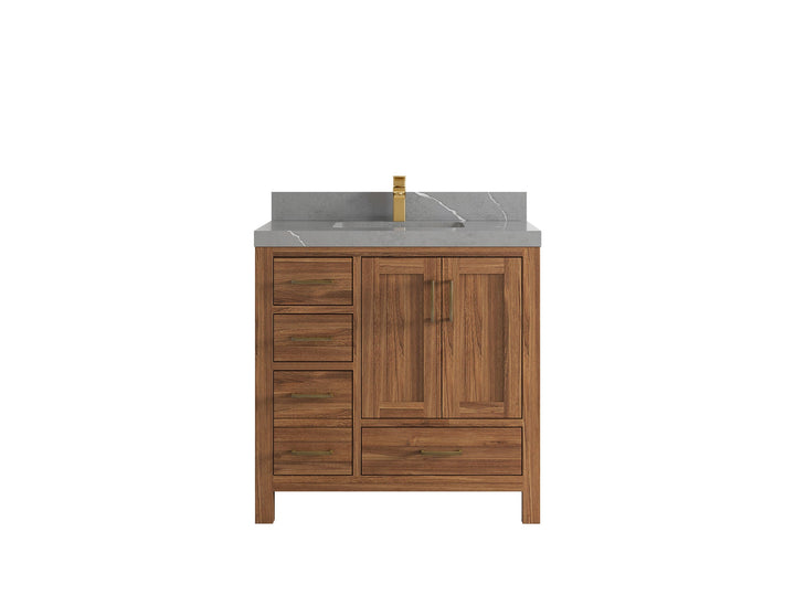 Malibu Teak Wood 36 in. W x 22 in. D Center Sink Bathroom Vanity - photo 36