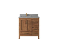 Malibu Teak Wood 36 in. W x 22 in. D Left Offset Sink Bathroom Vanity - photo 40