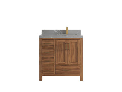 Malibu Teak Wood 36 in. W x 22 in. D Right Offset Sink Bathroom Vanity - photo 40